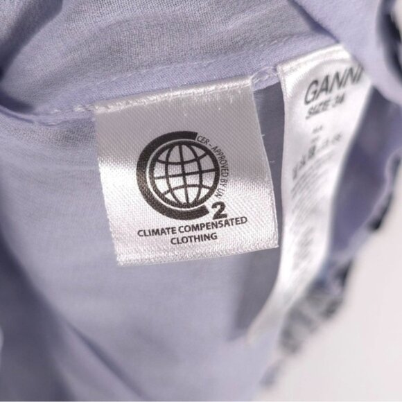 GANNI Blue Floral Georgette Smocked Pull on Lined Mini Skirt Size 34 SMALL‎ - Picture 13 of 13